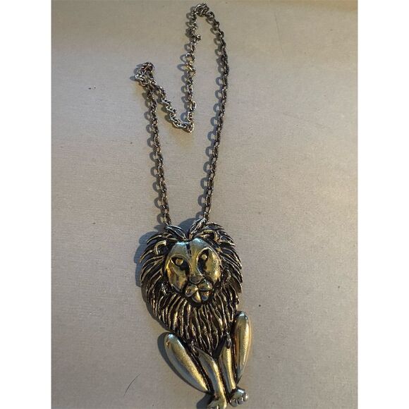 Unbranded Jewelry - Vintage Gold Tone Lion Pendant Necklace 20" Unisex Articulated Original
